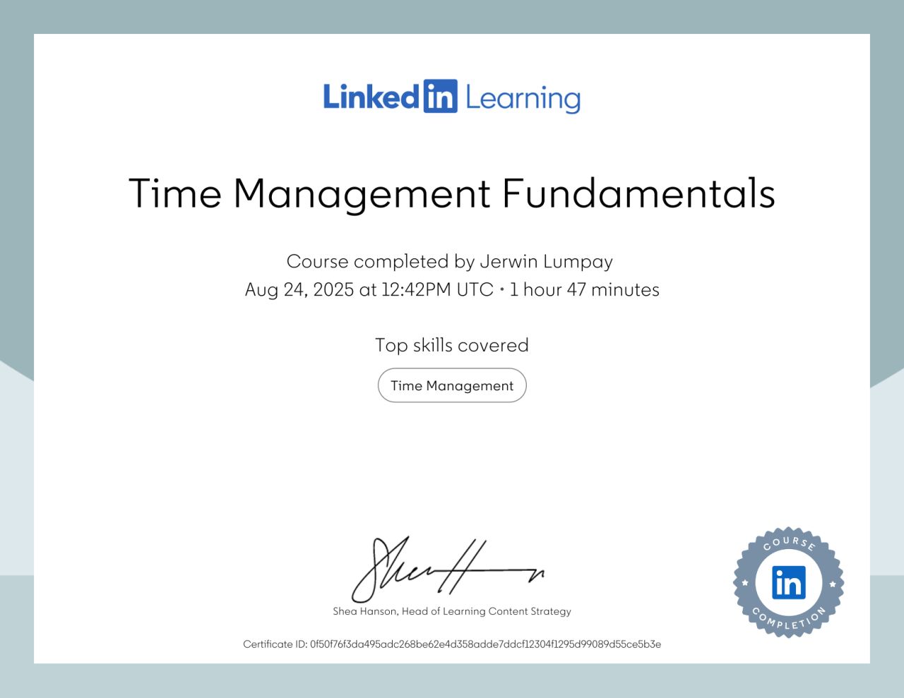 Time Management Fundamentals Certification